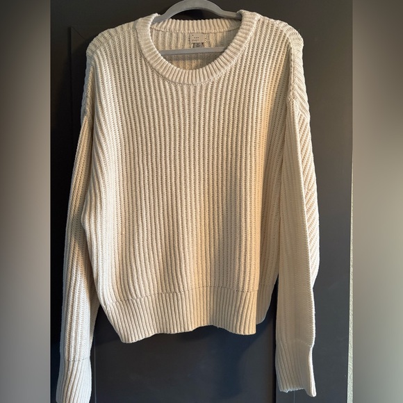 a new day Sweaters - a new day Cream Ribbed Crew Neck Sweater